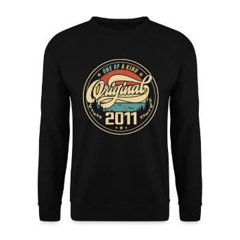 Original 2011 Jahrgang - 2011 Geburtstagsgeschenk - Unisex Pullover - Schwarz - Vorne - Alina (178cm) & Michal (187cm)