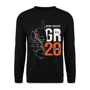 GR 20 carte randonnee gr 20 rando Corse - Sweat-shirt Unisexe - noir - Devant - Alina (178cm) & Michal (187cm)