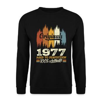 1977 Vintage Cadeau D'anniversaire 1977 Original - Sweat-shirt Unisexe - noir - Devant - Alina (178cm) & Michal (187cm)