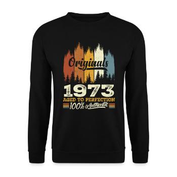 1973 Vintage Original 1973 Geburtstagsgeschenk - Unisex Pullover - Schwarz - Vorne - Alina (178cm) & Michal (187cm)