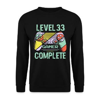 Level 33 Complete 33 Years Old Gamer Level 33 Complete - Unisex Sweatshirt - black - Front - Alina (178cm) & Michal (187cm)