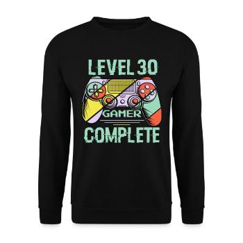 Niveau 30 complète 30 Ans Gamer Level 30 Complete - Sweat-shirt Unisexe - noir - Devant - Alina (178cm) & Michal (187cm)