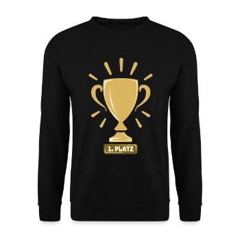 1. Platz Gold Sieger Gewinner Winner Erster Sieg - Unisex Pullover - Schwarz - Vorne - Alina (178cm) & Michal (187cm)