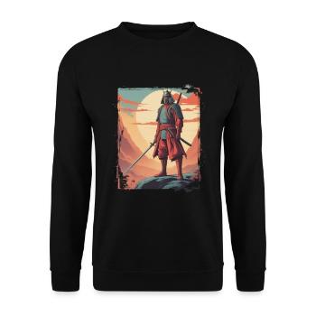 Samurai - Krieger mit Schwert auf Berg - Unisex Pullover - Schwarz - Vorne - Alina (178cm) & Michal (187cm)