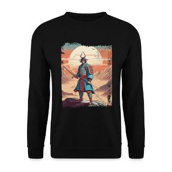 Samouraï japonais avec épée sur la montagne - Sweat-shirt Unisexe - noir - Devant - Alina (178cm) & Michal (187cm)