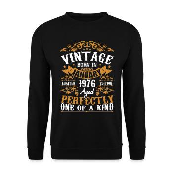 Janvier 1976 Vintage Anniversaire Rétro Cadeau - Sweat-shirt Unisexe - noir - Devant - Alina (178cm) & Michal (187cm)