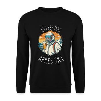 Hüttengaudi - Long live après-ski - Unisex Sweatshirt - black - Front - Alina (178cm) & Michal (187cm)