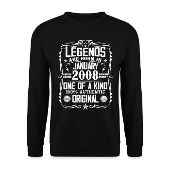 Birthday gift born in January 2008 - Unisex Sweatshirt - black - Front - Alina (178cm) & Michal (187cm)