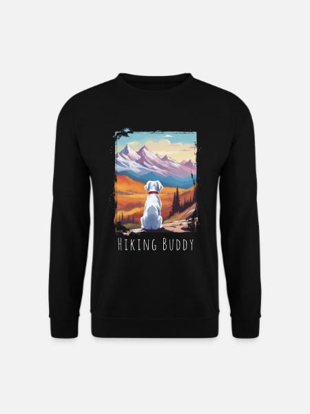 Wanderkumpel - Süßer weißer Hund am Gipfel - Unisex Pullover - Schwarz