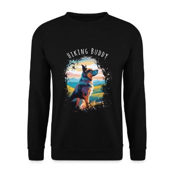 Hiking Buddy - Dein treuer Hund am Gipfel - Unisex Pullover - Schwarz - Vorne - Alina (178cm) & Michal (187cm)