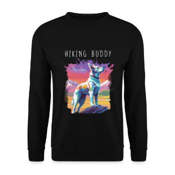 Hiking buddy - Colorful four-legged friend at the summit - Unisex Sweatshirt - black - Front - Alina (178cm) & Michal (187cm)