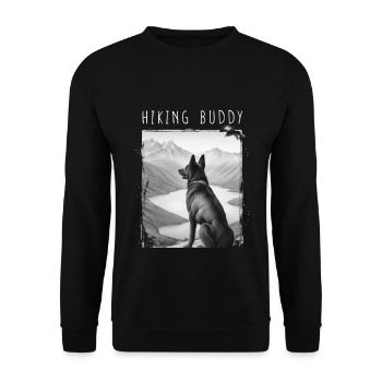 Hiking buddy in the form of your dog at the summit - Unisex Sweatshirt - black - Front - Alina (178cm) & Michal (187cm)