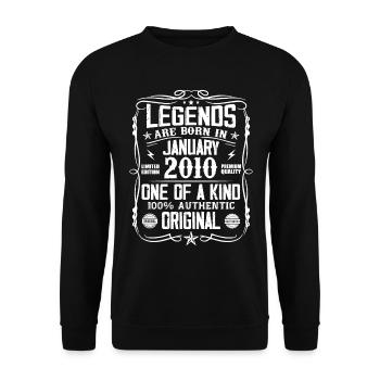 Cadeau D'anniversaire Nées En Janvier 2010 - Sweat-shirt Unisexe - noir - Devant - Alina (178cm) & Michal (187cm)