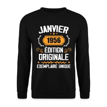 Anniversary Gift Vintage January 1956 - 1956 - Unisex Sweatshirt - black - Front - Alina (178cm) & Michal (187cm)