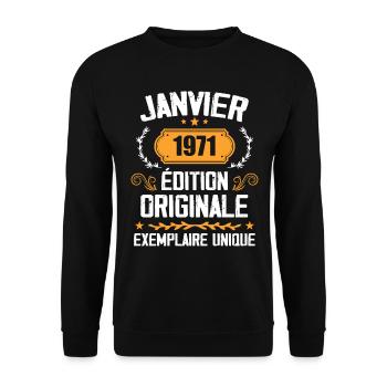 Anniversary Gift Vintage January 1971 - 1971 - Unisex Sweatshirt - black - Front - Alina (178cm) & Michal (187cm)