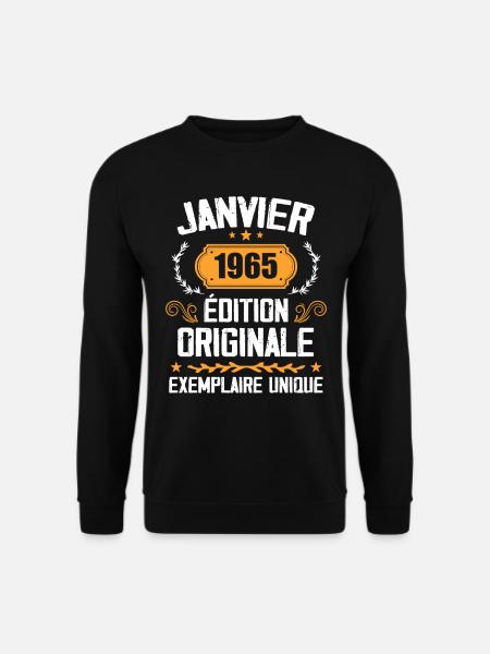 Anniversary Vintage Gift January 1965 - 1965 - Unisex Sweatshirt - black