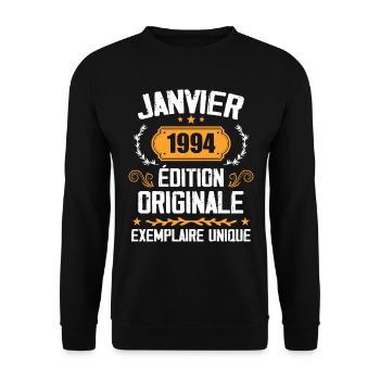 Anniversary Vintage Gift January 1994 - 1994 - Unisex Sweatshirt - black - Front - Alina (178cm) & Michal (187cm)
