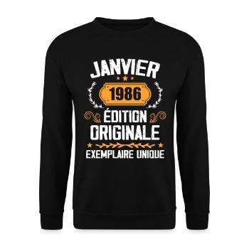 Anniversary Vintage Gift January 1986 - 1986 - Unisex Sweatshirt - black - Front - Alina (178cm) & Michal (187cm)