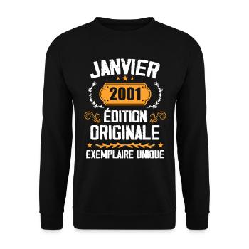 Anniversary Gift Vintage January 2001 - 2001 - Unisex Sweatshirt - black - Front - Alina (178cm) & Michal (187cm)