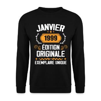 Anniversary Vintage Gift January 1999 - 1999 - Unisex Sweatshirt - black - Front - Alina (178cm) & Michal (187cm)