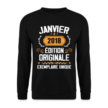Anniversary Gift Vintage January 2018 - 2018 - Unisex Sweatshirt - black - Front - Alina (178cm) & Michal (187cm)