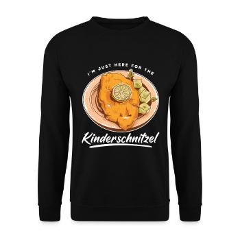 I'm Just Here For The Kinderschnitzel - Unisex Pullover - Schwarz - Vorne - Alina (178cm) & Michal (187cm)
