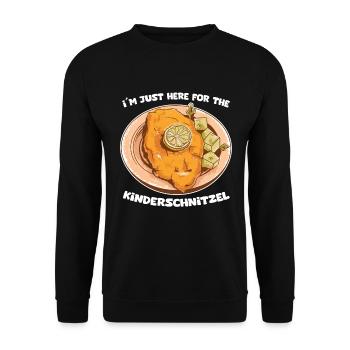 I'm Just Here For The Kinderschnitzel - Unisex Pullover - Schwarz - Vorne - Alina (178cm) & Michal (187cm)
