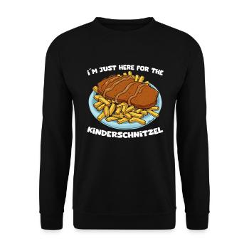 I'm Just Here For The Kinderschnitzel - Unisex Pullover - Schwarz - Vorne - Alina (178cm) & Michal (187cm)