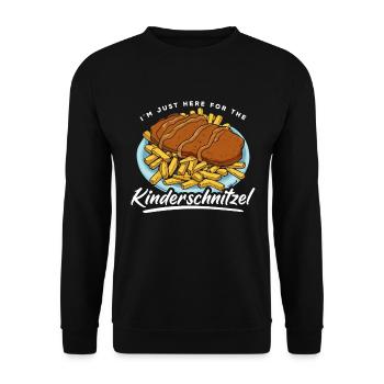 I'm Just Here For The Kinderschnitzel - Unisex Pullover - Schwarz - Vorne - Alina (178cm) & Michal (187cm)