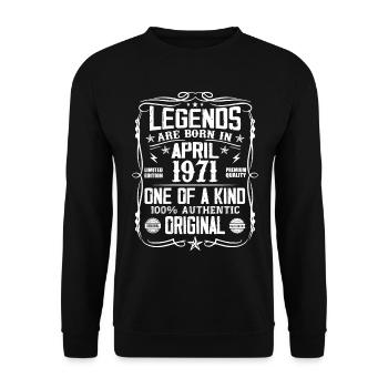 Les Légendes Sont Nées En Avril 1971 - Cadeau 1971 - Sweat-shirt Unisexe - noir - Devant - Alina (178cm) & Michal (187cm)
