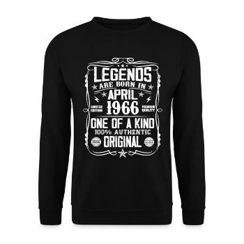 Les Légendes Sont Nées En Avril 1966 - Cadeau 1966 - Sweat-shirt Unisexe - noir - Devant - Alina (178cm) & Michal (187cm)