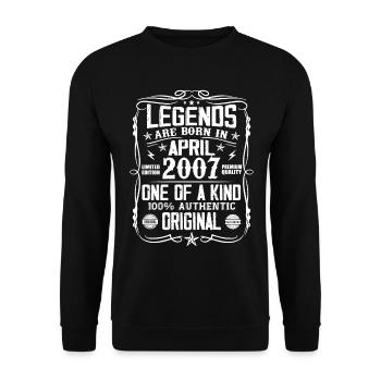Les Légendes Sont Nées En Avril 2007 - Cadeau 2007 - Sweat-shirt Unisexe - noir - Devant - Alina (178cm) & Michal (187cm)