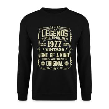 Fabriqué En 1977 Vintage Cadeau Anniversaire 1977 - Sweat-shirt Unisexe - noir - Devant - Alina (178cm) & Michal (187cm)