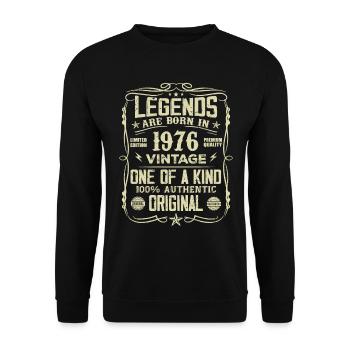 Hergestellt im Jahr 1976 Vintage Geburtstagsgeschenk 1976 - Unisex Pullover - Schwarz - Vorne - Alina (178cm) & Michal (187cm)