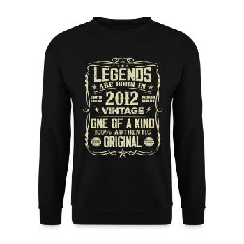 Made In 2012 Vintage Jubiläumsgeschenk 2012 - Unisex Pullover - Schwarz - Vorne - Alina (178cm) & Michal (187cm)