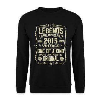 Made In 2015 Vintage Jubiläumsgeschenk 2015 - Unisex Pullover - Schwarz - Vorne - Alina (178cm) & Michal (187cm)