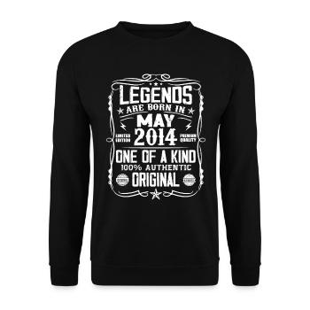 Né en Mai 2014 Cadeau D'anniversaire 2014 Vintage - Sweat-shirt Unisexe - noir - Devant - Alina (178cm) & Michal (187cm)
