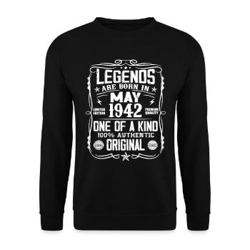 Geboren im Mai 1942 Jahrgang 1942 Geburtstagsgeschenk - Unisex Pullover - Schwarz - Vorne - Alina (178cm) & Michal (187cm)