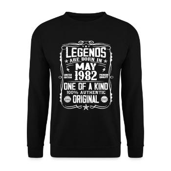 Né en Mai 1982 Cadeau D'anniversaire 1982 Vintage - Sweat-shirt Unisexe - noir - Devant - Alina (178cm) & Michal (187cm)