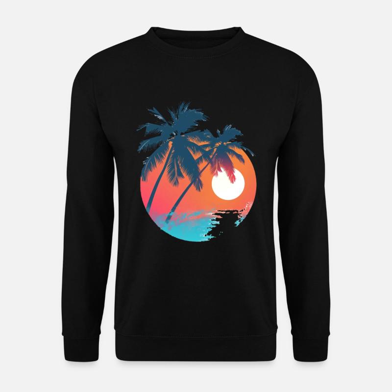 Tropical sunset with palm trees - Unisex Sweatshirt - black