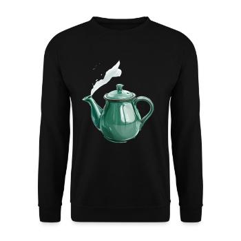 Green Teapot with Magic Steam - Unisex Sweatshirt - black - Front - Alina (178cm) & Michal (187cm)