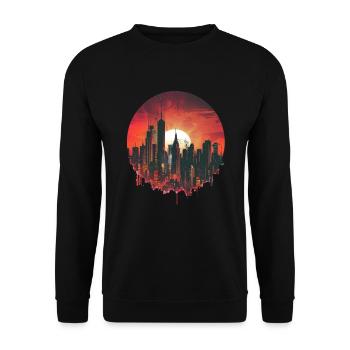 Stylish Sunset Big City Motif - Unisex Sweatshirt - black - Front - Alina (178cm) & Michal (187cm)