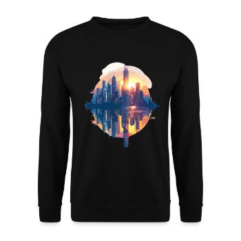 Urban Sunset In Pastel Colors - Unisex Sweatshirt - black - Front - Alina (178cm) & Michal (187cm)