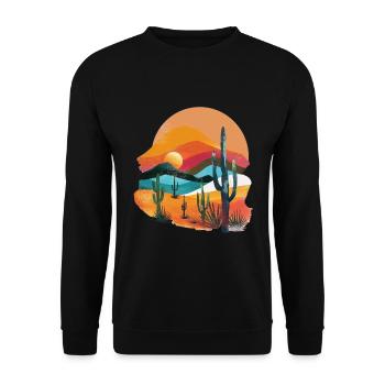 Paysage désertique au coucher du soleil - Sweat-shirt Unisexe - noir - Devant - Alina (178cm) & Michal (187cm)