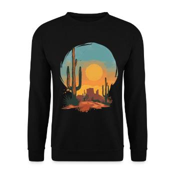 Paysage désertique au coucher du soleil - Sweat-shirt Unisexe - noir - Devant - Alina (178cm) & Michal (187cm)