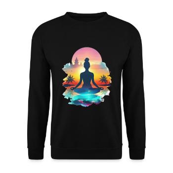 Méditation au paradis du coucher du soleil - Sweat-shirt Unisexe - noir - Devant - Alina (178cm) & Michal (187cm)