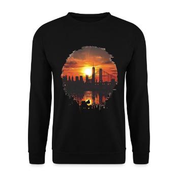 Sunset panorama with skyline - Unisex Sweatshirt - black - Front - Alina (178cm) & Michal (187cm)