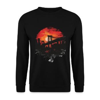 Coucher de soleil Paysage du pont de Brooklyn - Sweat-shirt Unisexe - noir - Devant - Alina (178cm) & Michal (187cm)