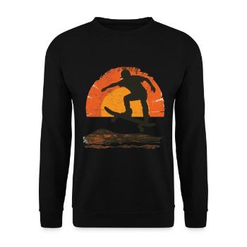 Sonnenuntergang Skateboard Silhouette - Unisex Pullover - Schwarz - Vorne - Alina (178cm) & Michal (187cm)