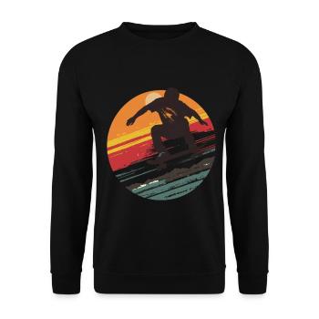 Silhouette Skateboarder au coucher du soleil - Sweat-shirt Unisexe - noir - Devant - Alina (178cm) & Michal (187cm)